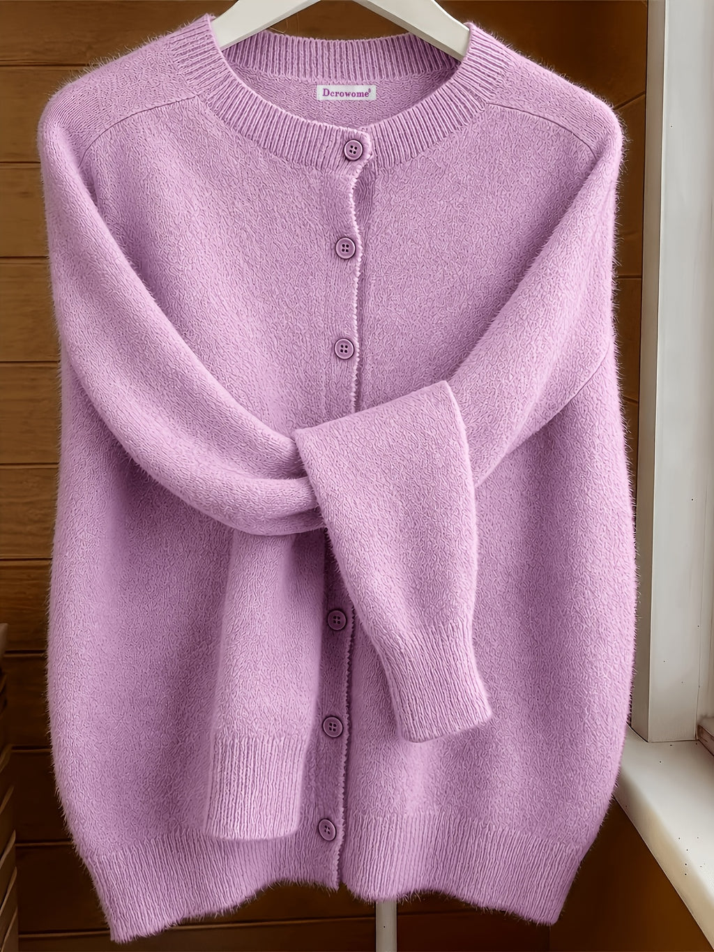 [Soft Comfortable Elegant] Spring/Autumn Solid Color Round Neck Button-Up Cardigan, Loose Casual Fashion Versatile Open Front Sweater, Soft Comfortable Elegant Women's Top