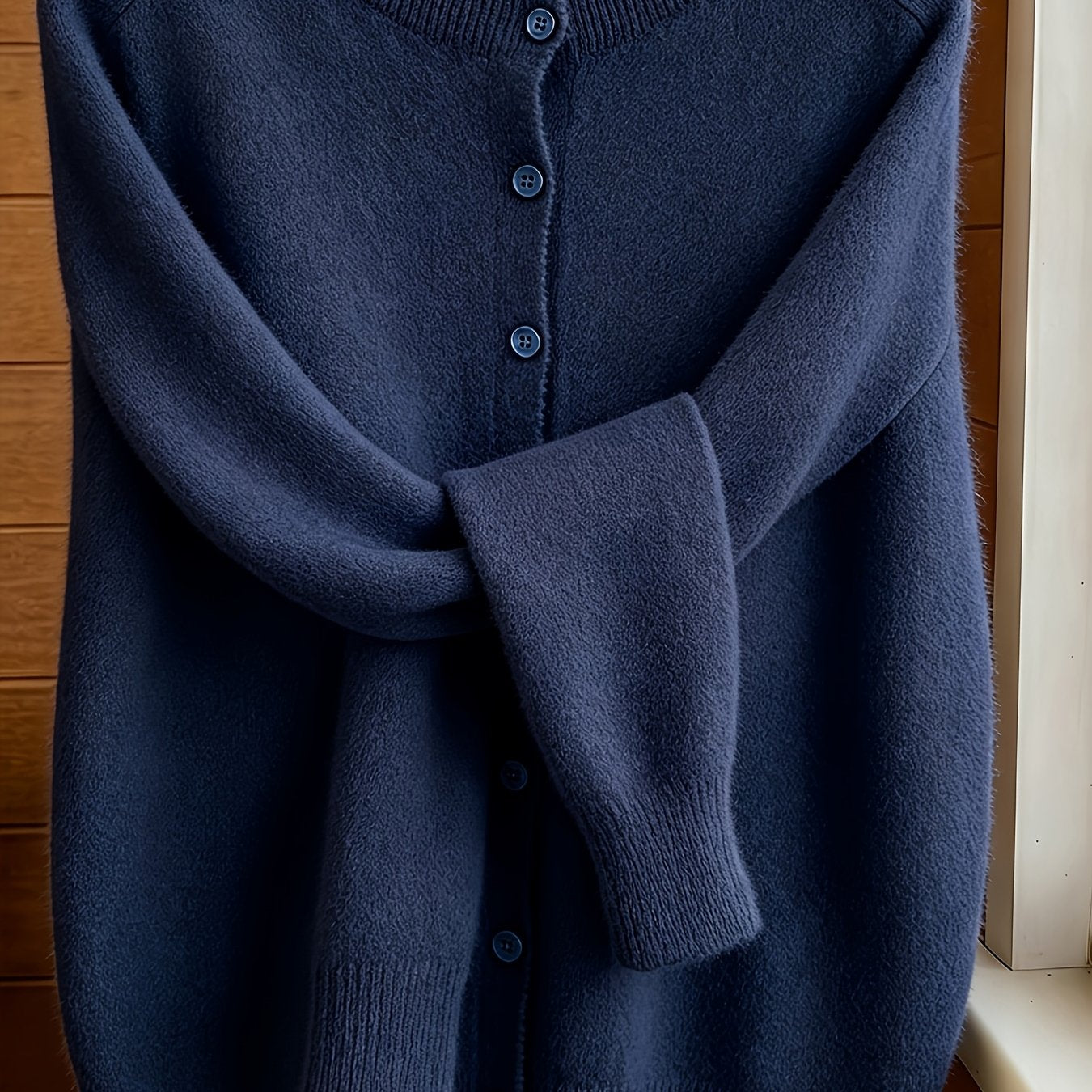[Soft Comfortable Elegant] Spring/Autumn Solid Color Round Neck Button-Up Cardigan, Loose Casual Fashion Versatile Open Front Sweater, Soft Comfortable Elegant Women's Top