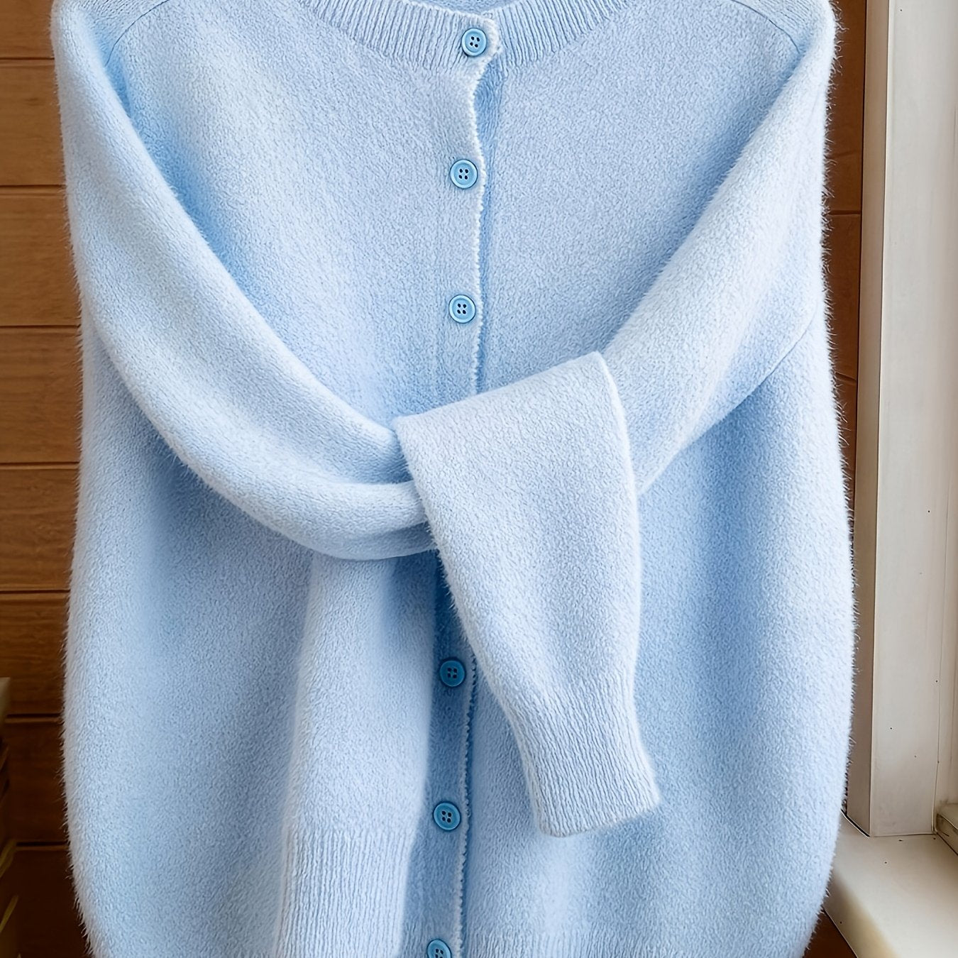 [Soft Comfortable Elegant] Spring/Autumn Solid Color Round Neck Button-Up Cardigan, Loose Casual Fashion Versatile Open Front Sweater, Soft Comfortable Elegant Women's Top
