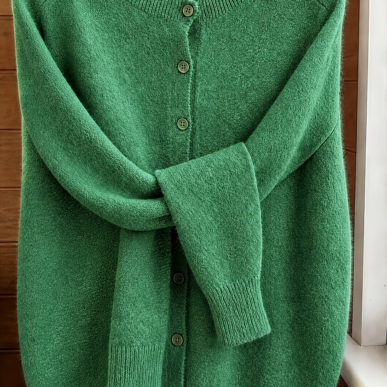 [Soft Comfortable Elegant] Spring/Autumn Solid Color Round Neck Button-Up Cardigan, Loose Casual Fashion Versatile Open Front Sweater, Soft Comfortable Elegant Women's Top