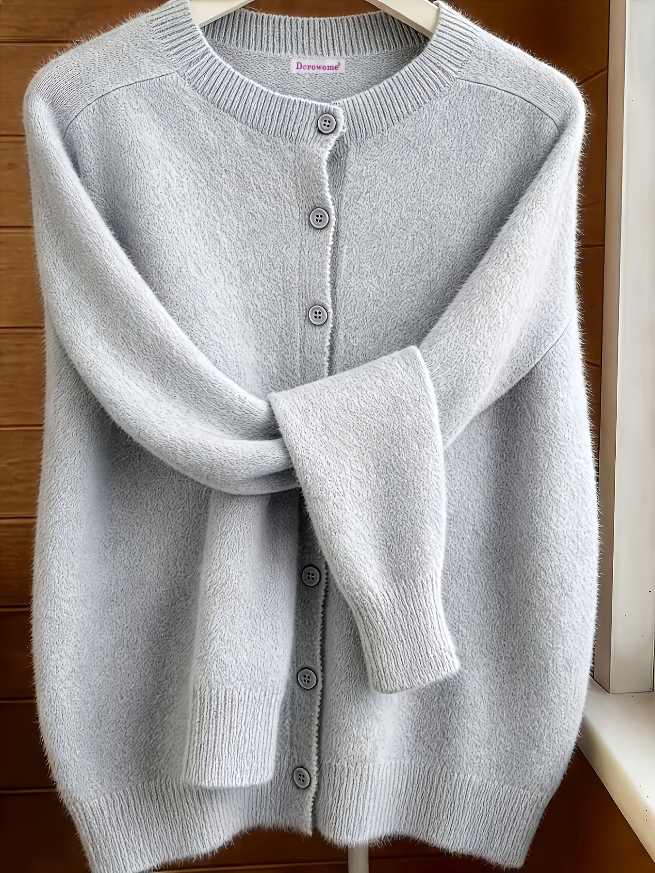 [Soft Comfortable Elegant] Spring/Autumn Solid Color Round Neck Button-Up Cardigan, Loose Casual Fashion Versatile Open Front Sweater, Soft Comfortable Elegant Women's Top