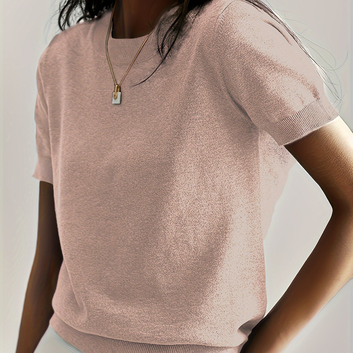 New Women's Summer Simple Thin Top Solid Color Short Sleeve Sweater