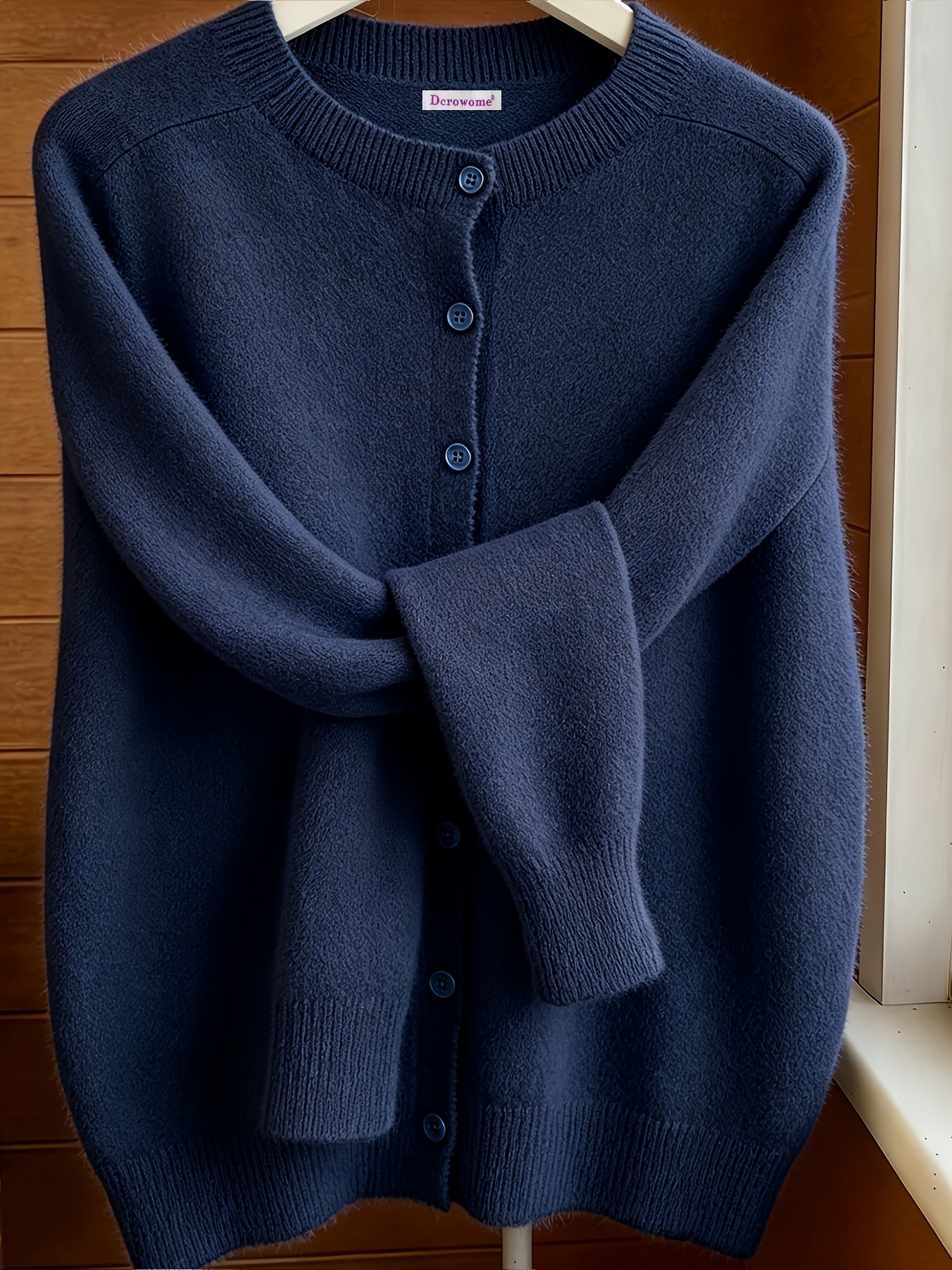 [Soft Comfortable Elegant] Spring/Autumn Solid Color Round Neck Button-Up Cardigan, Loose Casual Fashion Versatile Open Front Sweater, Soft Comfortable Elegant Women's Top
