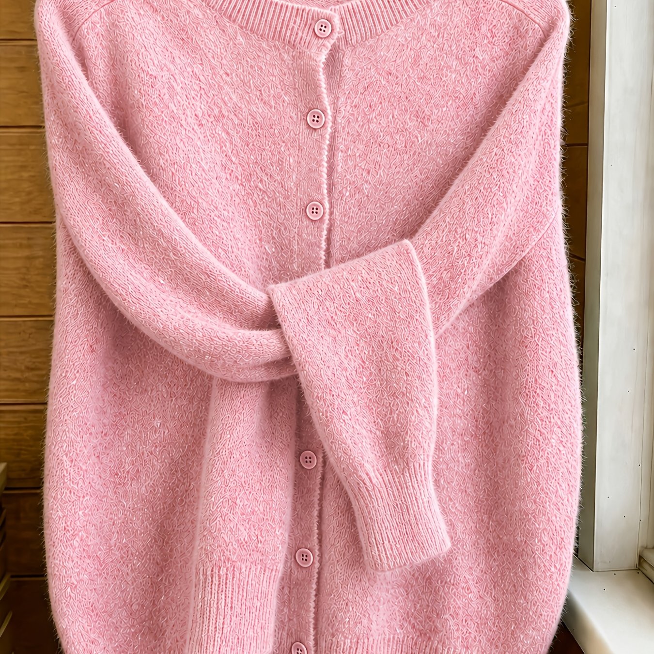 [Soft Comfortable Elegant] Spring/Autumn Solid Color Round Neck Button-Up Cardigan, Loose Casual Fashion Versatile Open Front Sweater, Soft Comfortable Elegant Women's Top