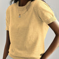 New Women's Summer Simple Thin Top Solid Color Short Sleeve Sweater