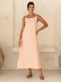Peony French Linen Dress Coral