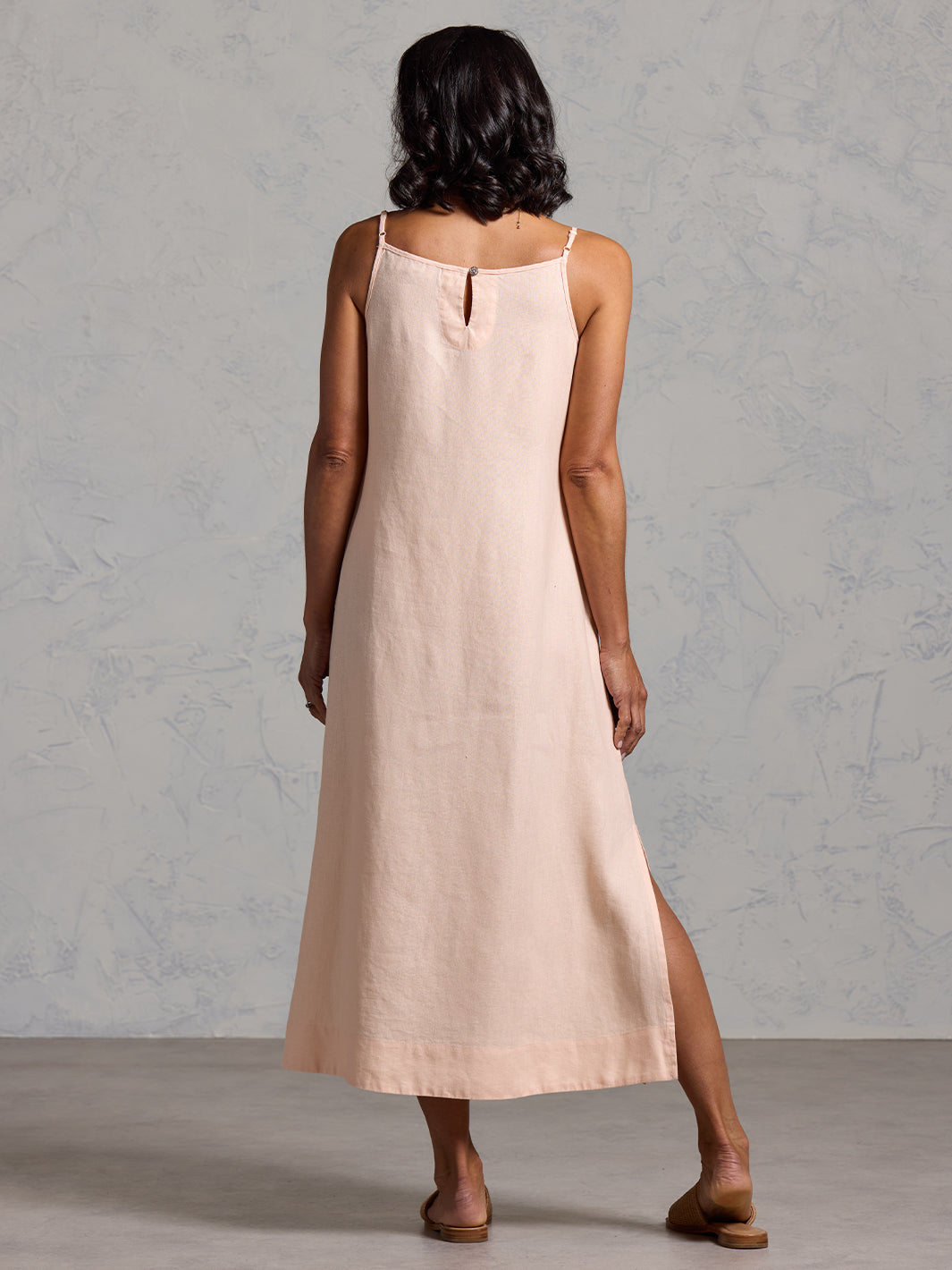 Peony French Linen Dress Coral