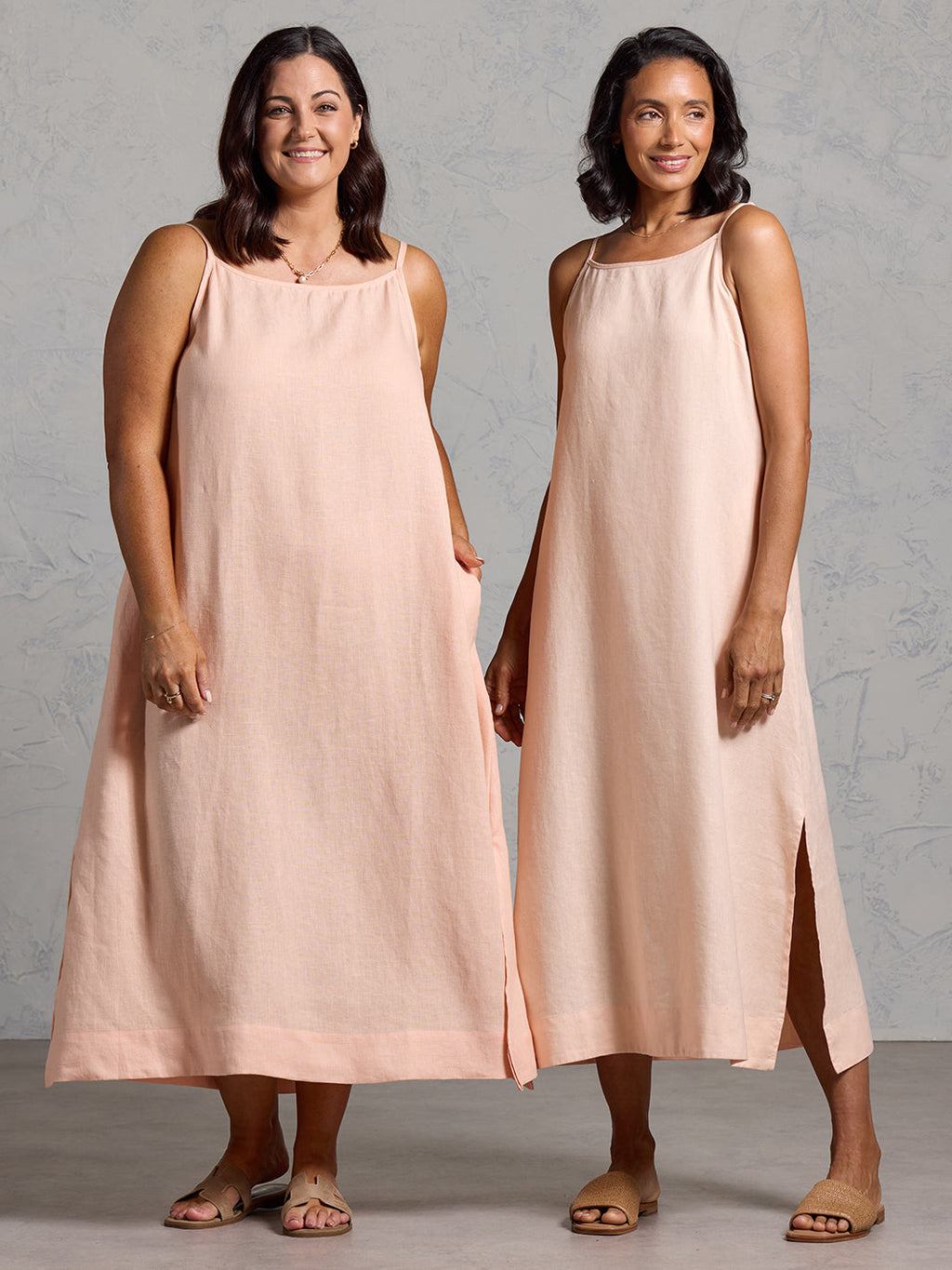 Peony French Linen Dress Coral