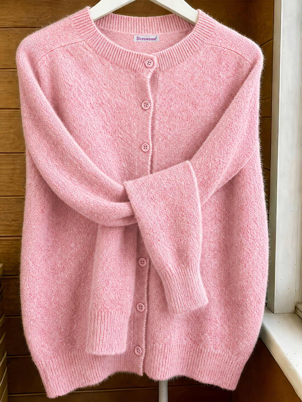 [Soft Comfortable Elegant] Spring/Autumn Solid Color Round Neck Button-Up Cardigan, Loose Casual Fashion Versatile Open Front Sweater, Soft Comfortable Elegant Women's Top