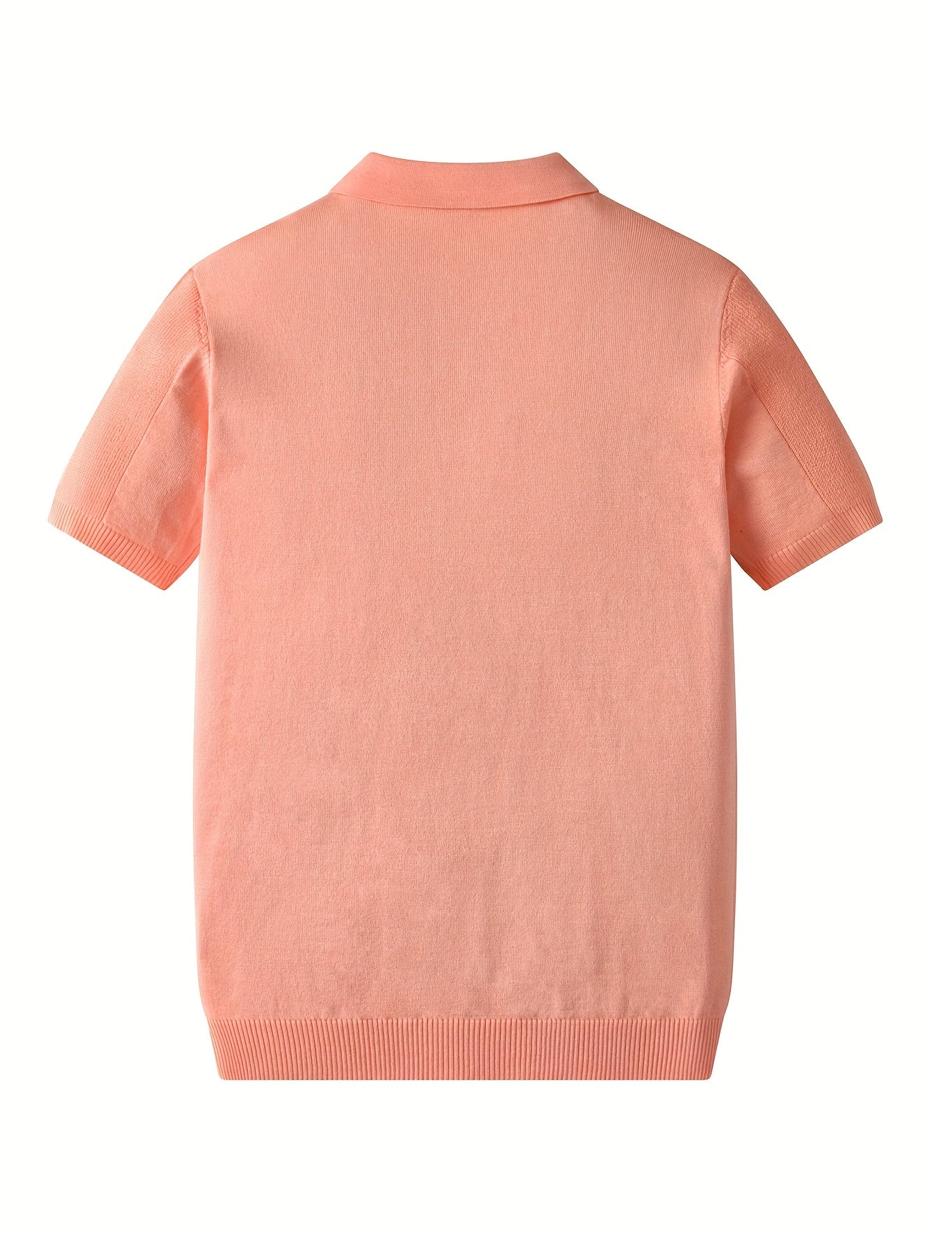 Men'S Plain Short-Sleeve Knitted Top, Minimalist And Fashionable, Suitable for Men'S Knitted Polo Shirts in Summer