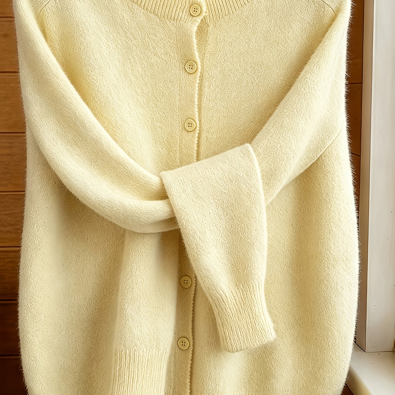 [Soft Comfortable Elegant] Spring/Autumn Solid Color Round Neck Button-Up Cardigan, Loose Casual Fashion Versatile Open Front Sweater, Soft Comfortable Elegant Women's Top
