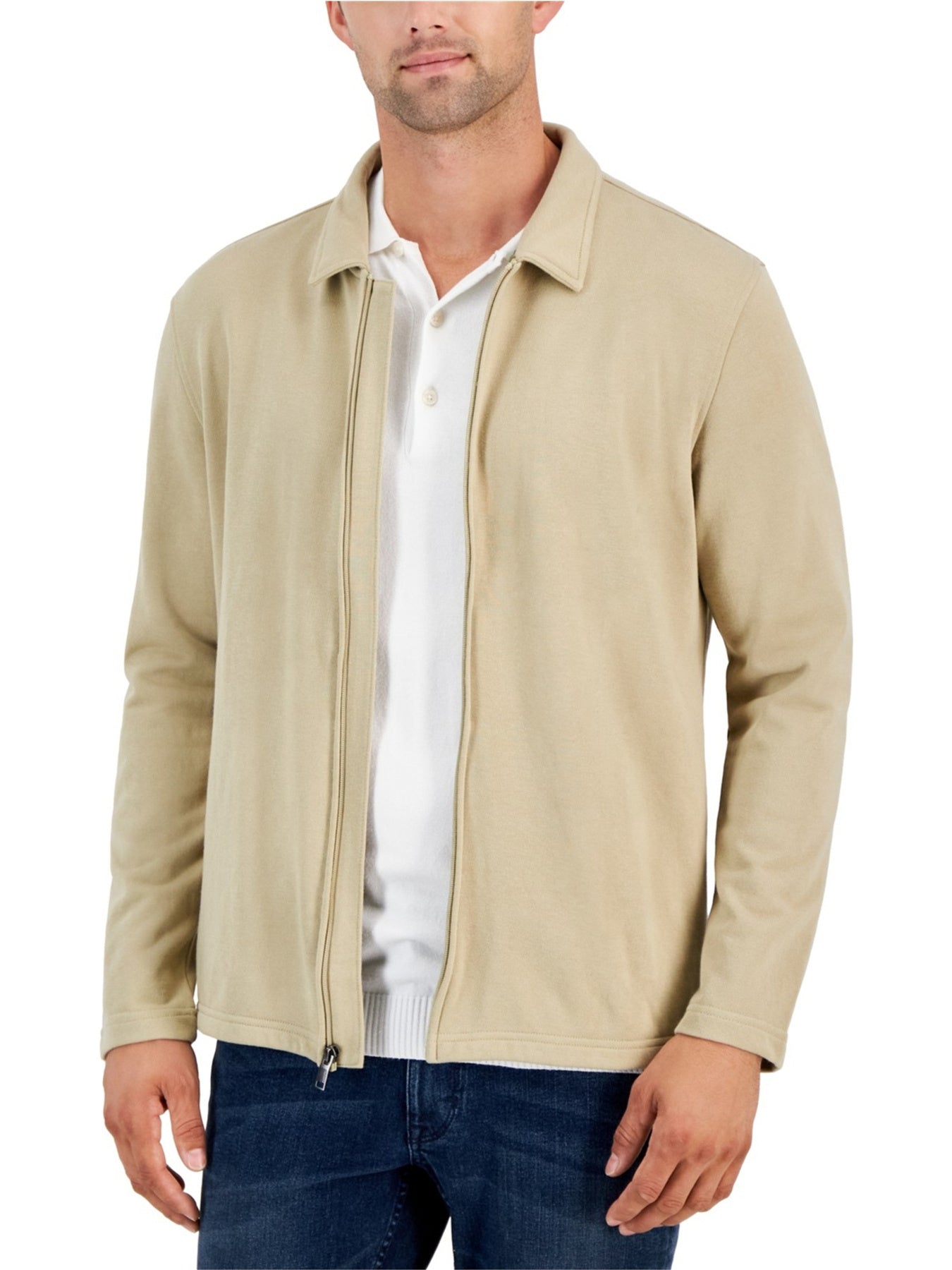 Alfani Mens Knitwear Harrington Zip Field Jacket