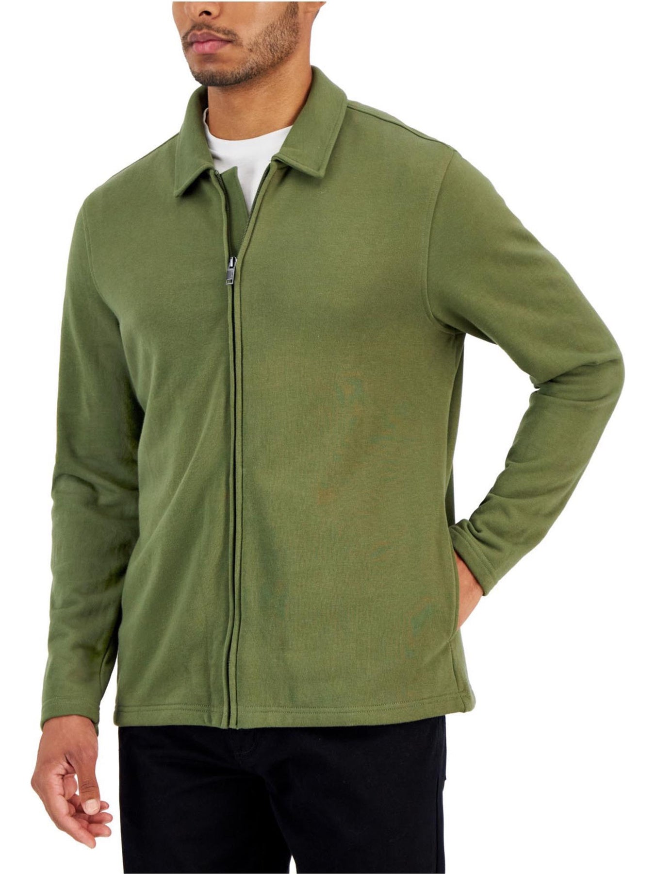 Alfani Mens Knitwear Harrington Zip Field Jacket