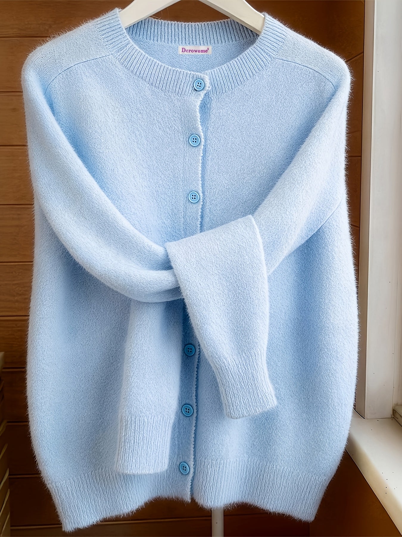 [Soft Comfortable Elegant] Spring/Autumn Solid Color Round Neck Button-Up Cardigan, Loose Casual Fashion Versatile Open Front Sweater, Soft Comfortable Elegant Women's Top