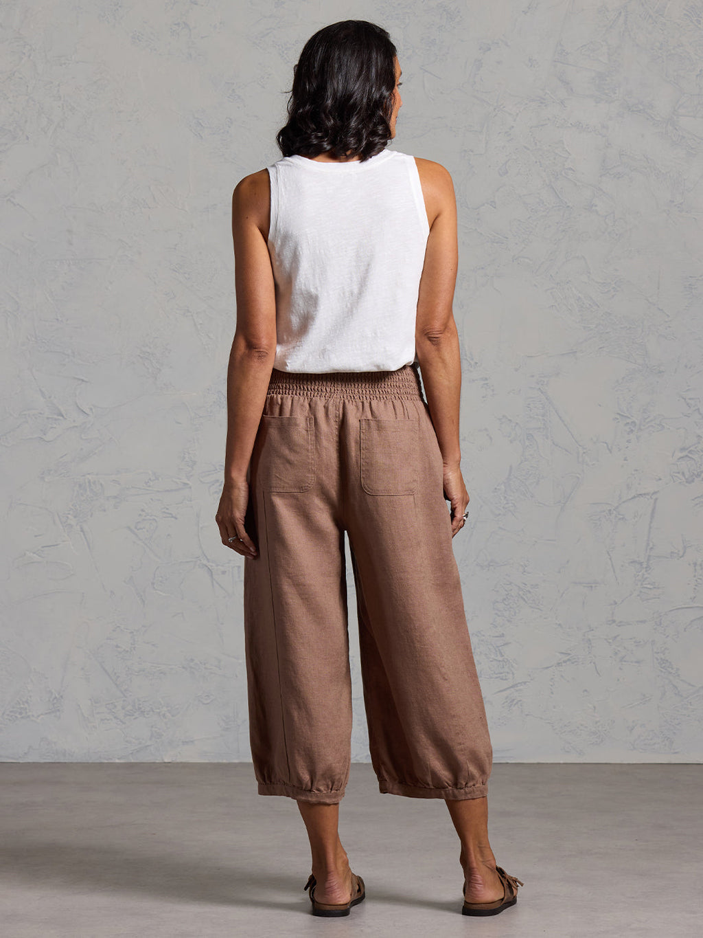 Marrakech French Linen Cropped Pants Cinnamon