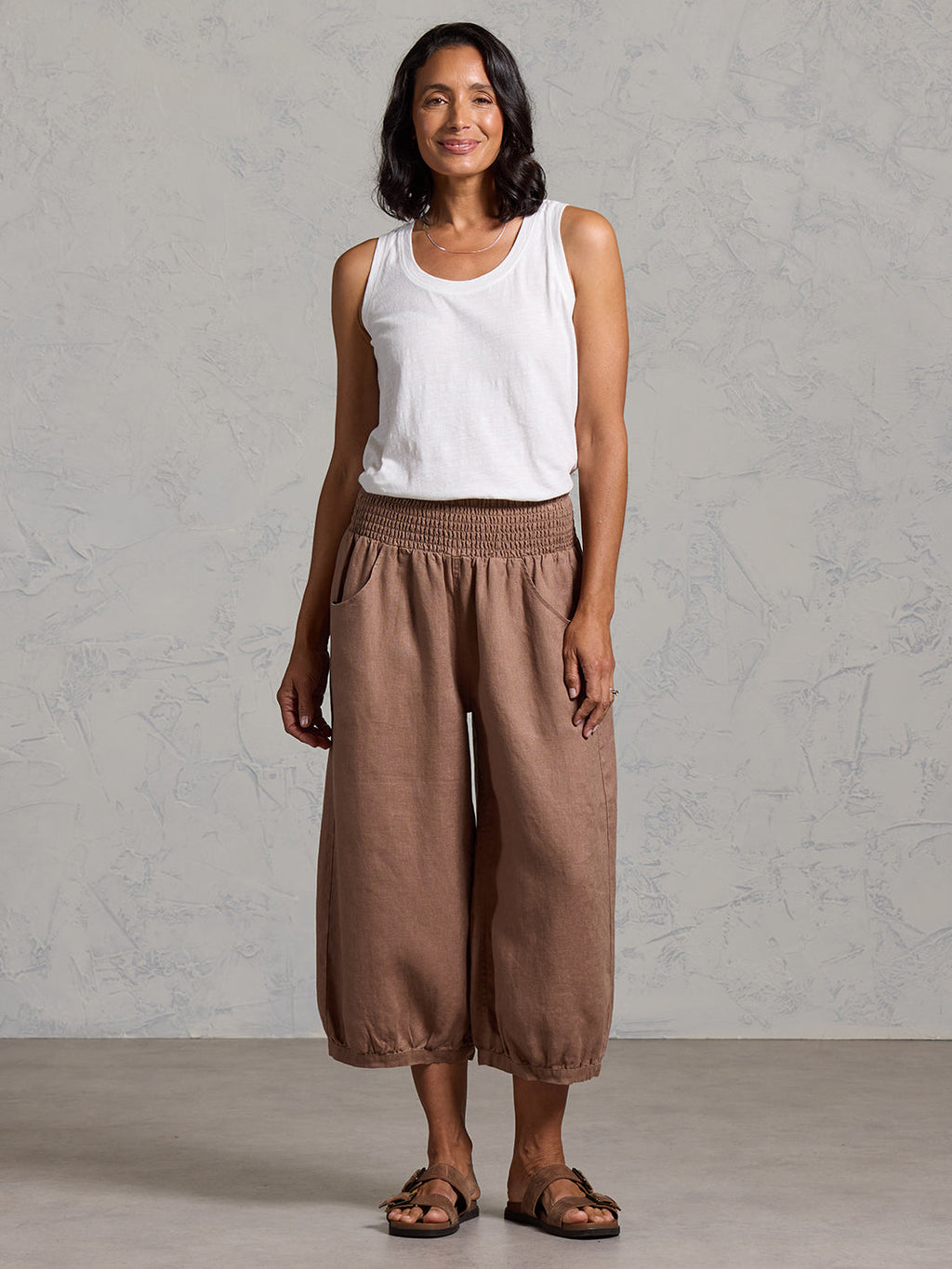 Marrakech French Linen Cropped Pants Cinnamon