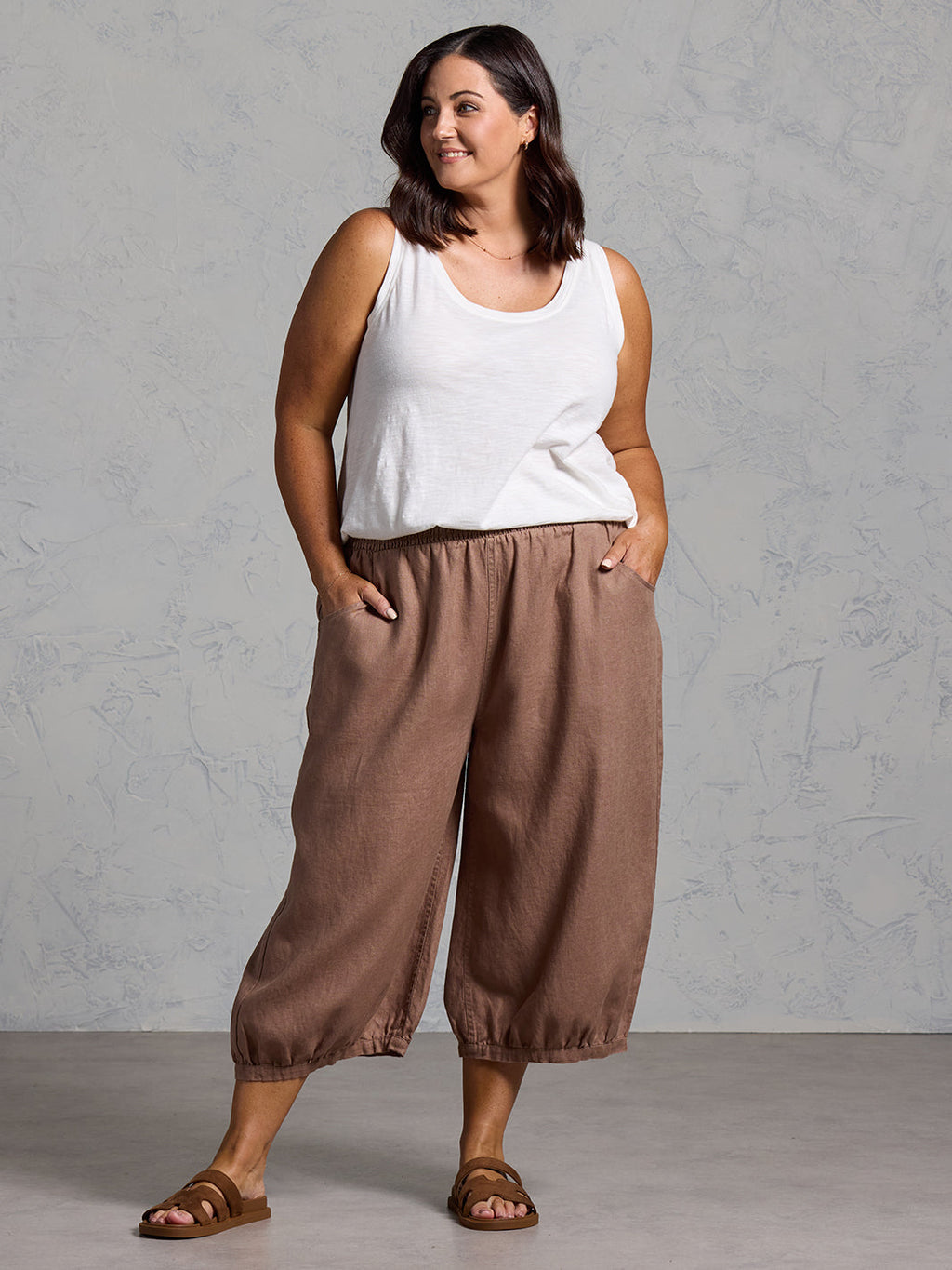 Marrakech French Linen Cropped Pants Cinnamon