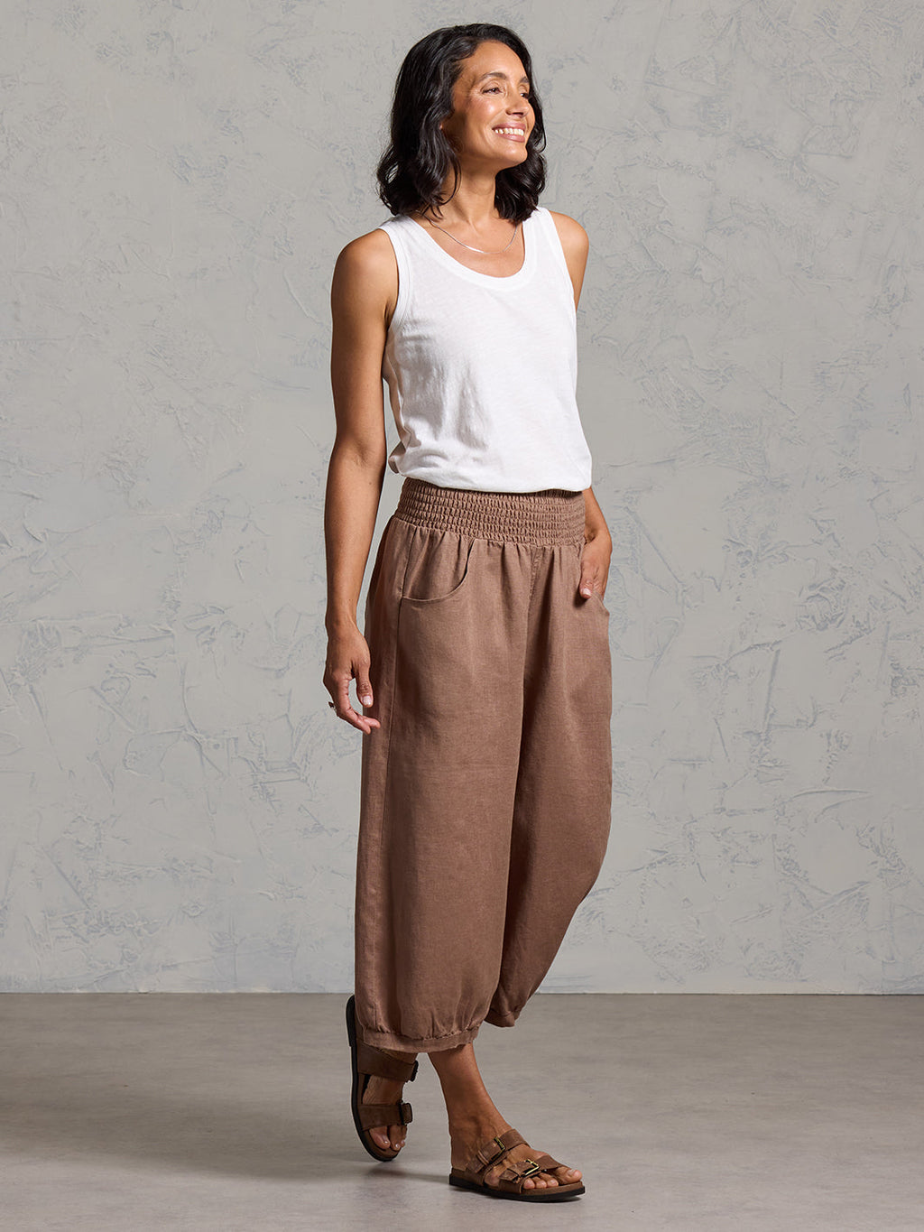 Marrakech French Linen Cropped Pants Cinnamon
