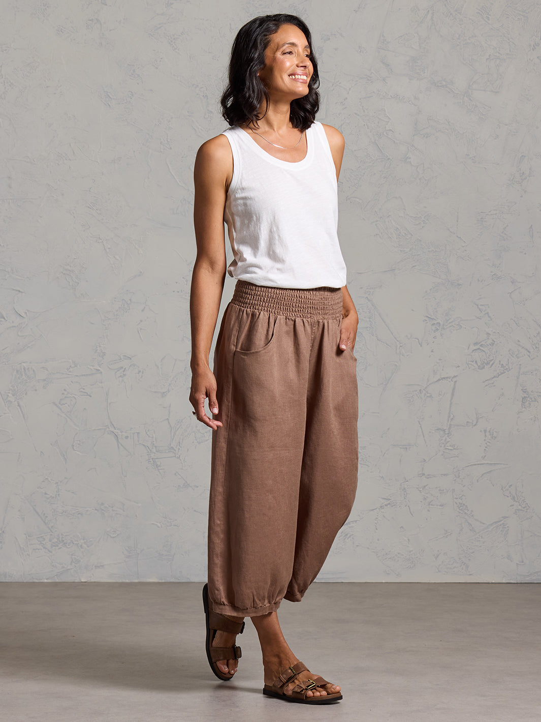 Marrakech French Linen Cropped Pants Cinnamon