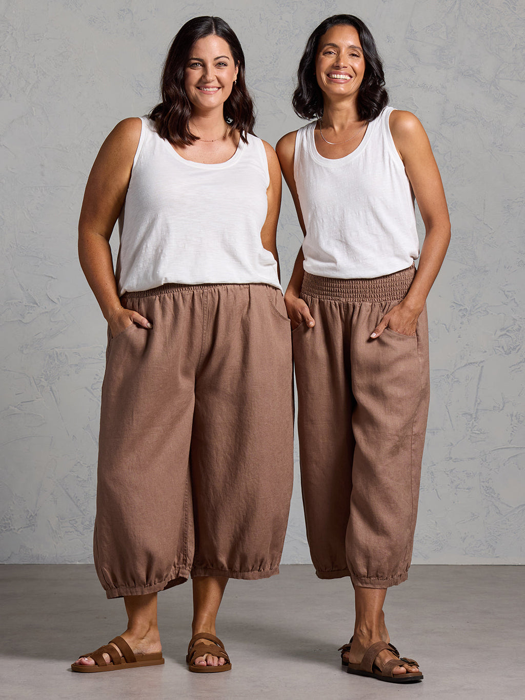 Marrakech French Linen Cropped Pants Cinnamon